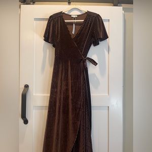 Baltic Born full lenght dress dark brown velvet dress